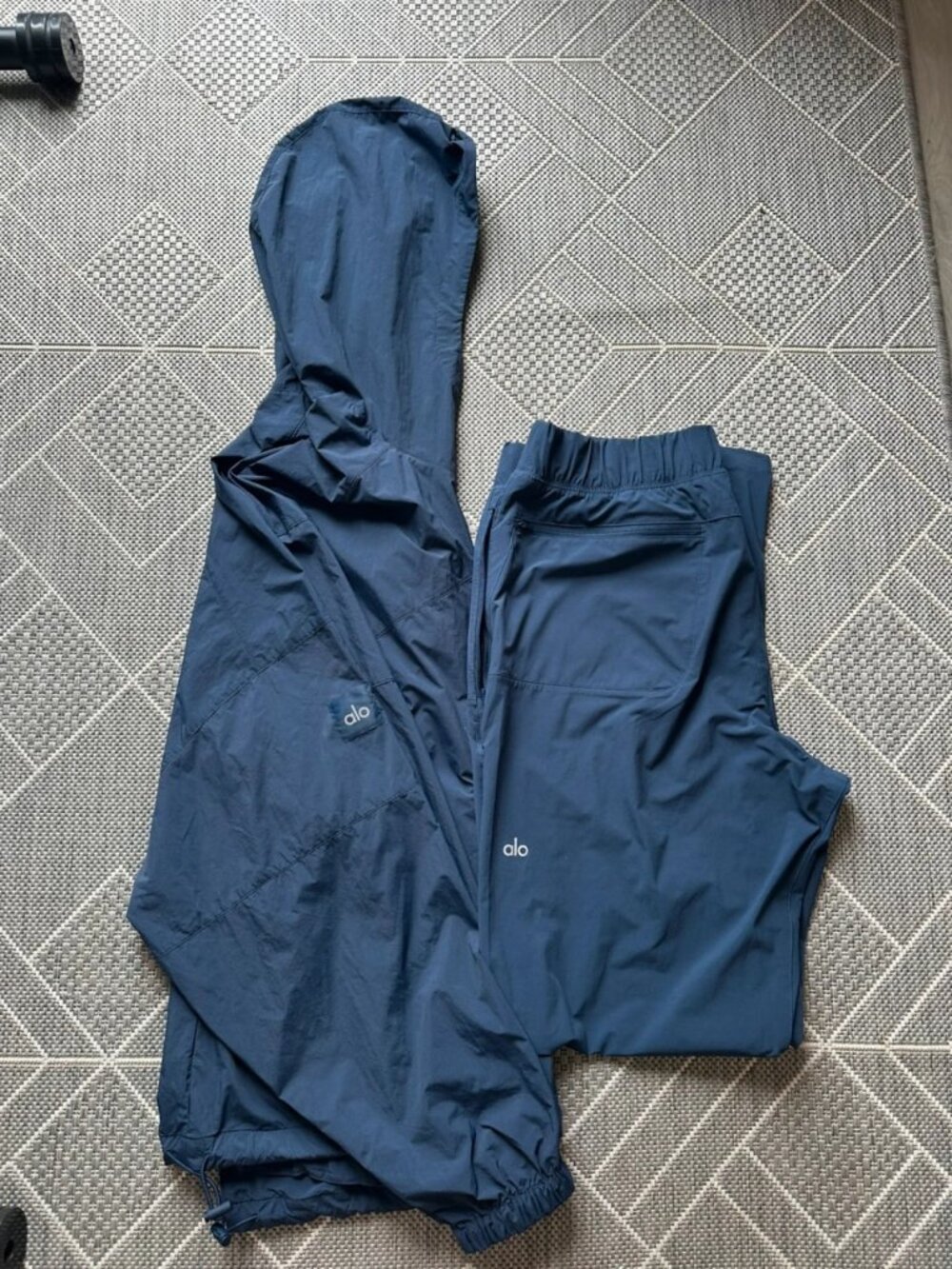 ALO Navy Blue Hooded Jacket & Track Pants Set Size M